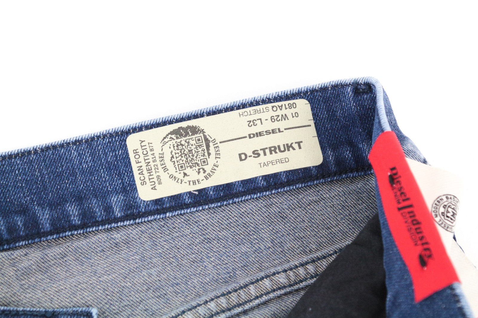 DIESEL D-Strukt 081AQ W29/L32 Men Jeans Tapered Stone Washed Ripped Zip-Fly