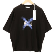 JOHN RICHMOND Mens T-Shirt M Black Oversized Loose Crew Stretch Short Sleeve