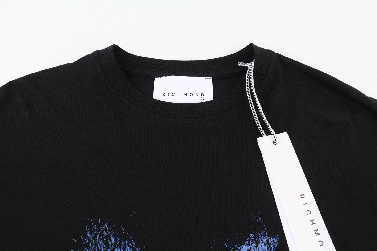 JOHN RICHMOND Mens T-Shirt M Black Oversized Loose Crew Stretch Short Sleeve