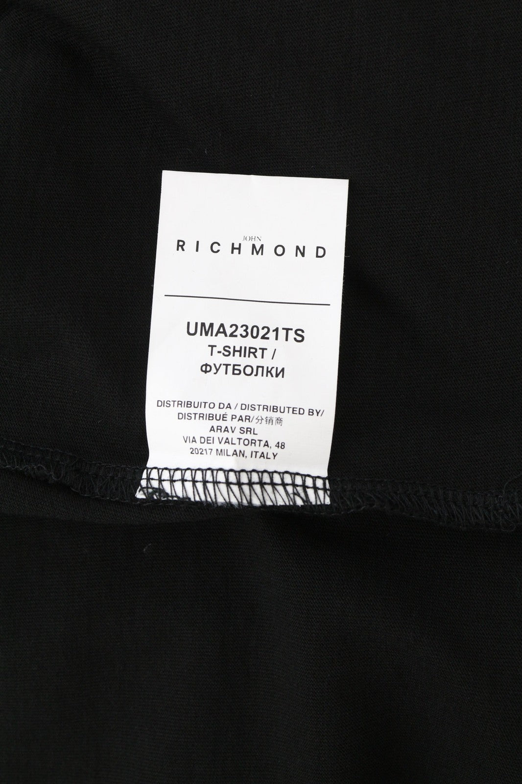 JOHN RICHMOND Mens T-Shirt M Black Oversized Loose Crew Stretch Short Sleeve