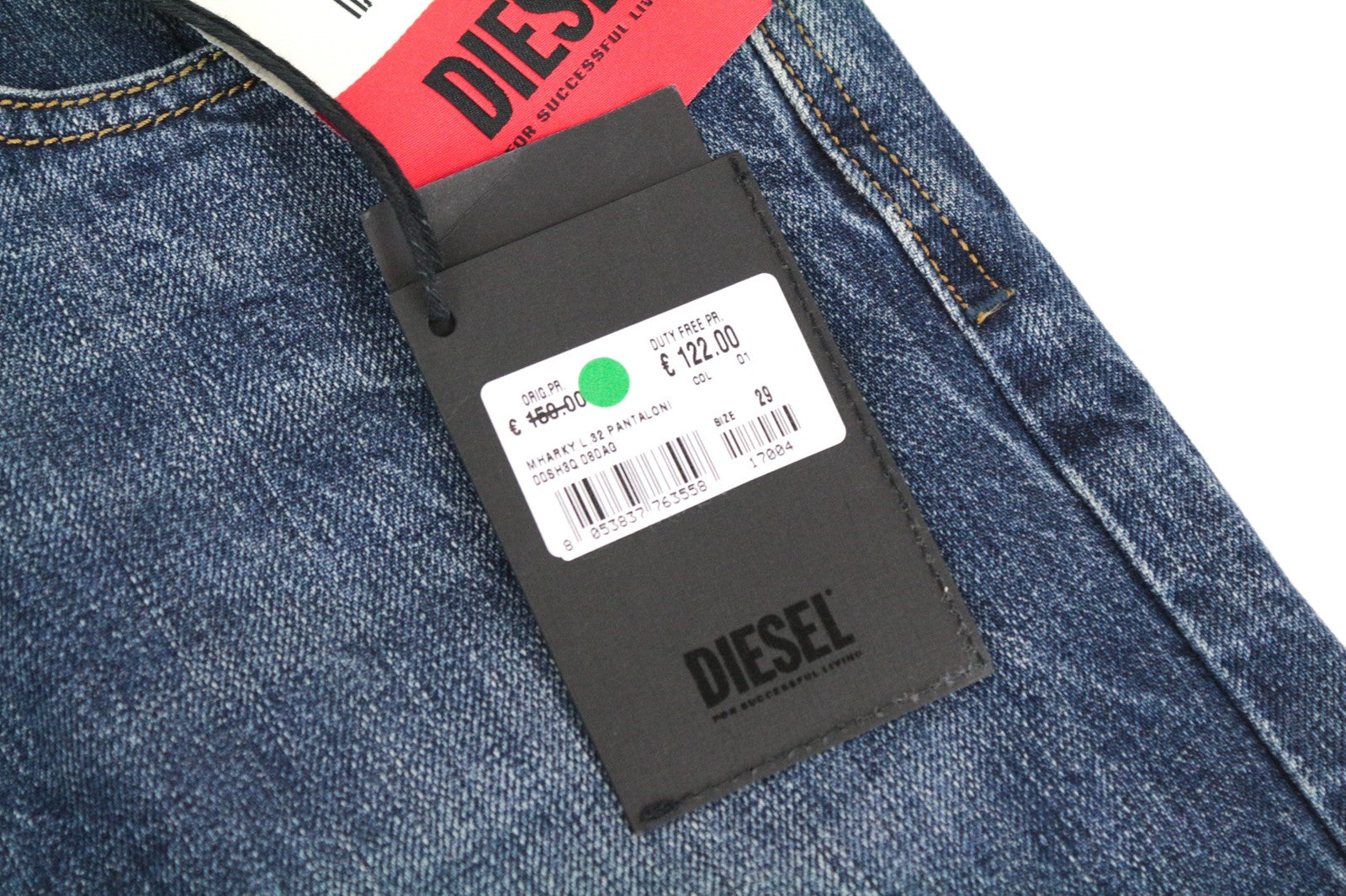 DIESEL Mharky 080AG W29/L32 Men Jeans Stone Washed Slim Skinny Distress Blue