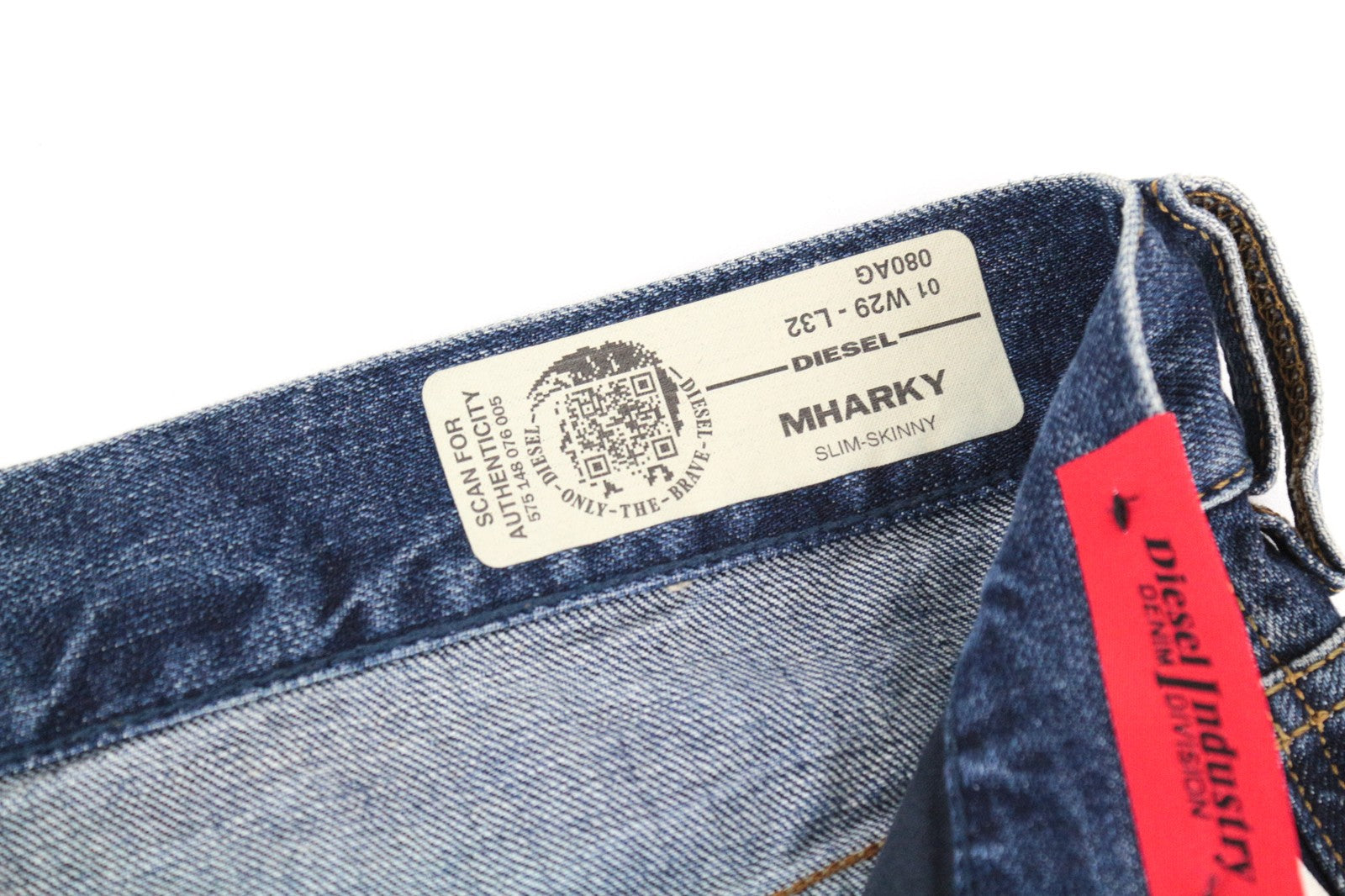 DIESEL Mharky 080AG W29/L32 Men Jeans Stone Washed Slim Skinny Distress Blue