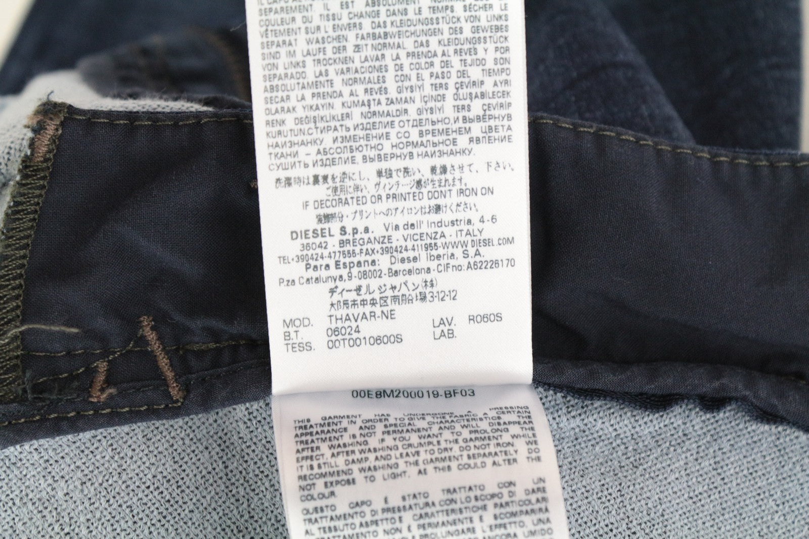 DIESEL Thavar-NE R060S W28 Men Jeans Taper Distress Aged Look Sweat Jogg Blue