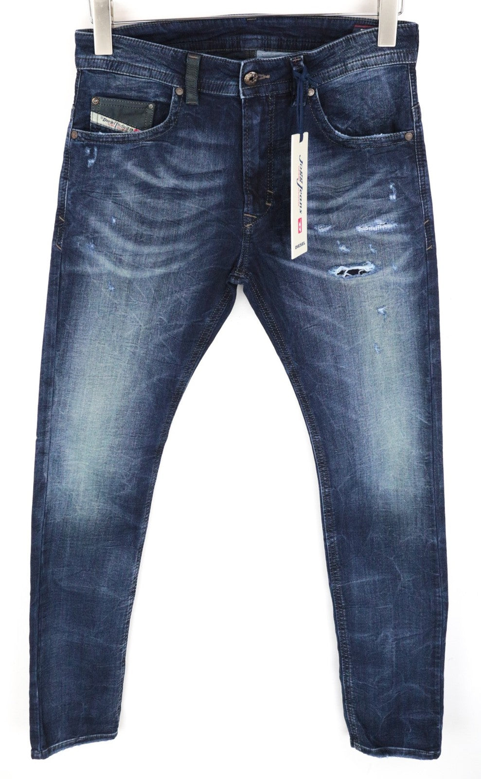 DIESEL Thavar-NE R060S W28 Men Jeans Taper Distress Aged Look Sweat Jogg Blue