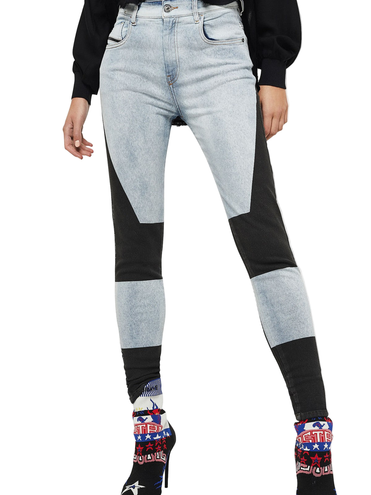 DIESEL Slandy-High-SP 0890M W27/L32 Women Jeans Super Skinny Washed Blue Stretch