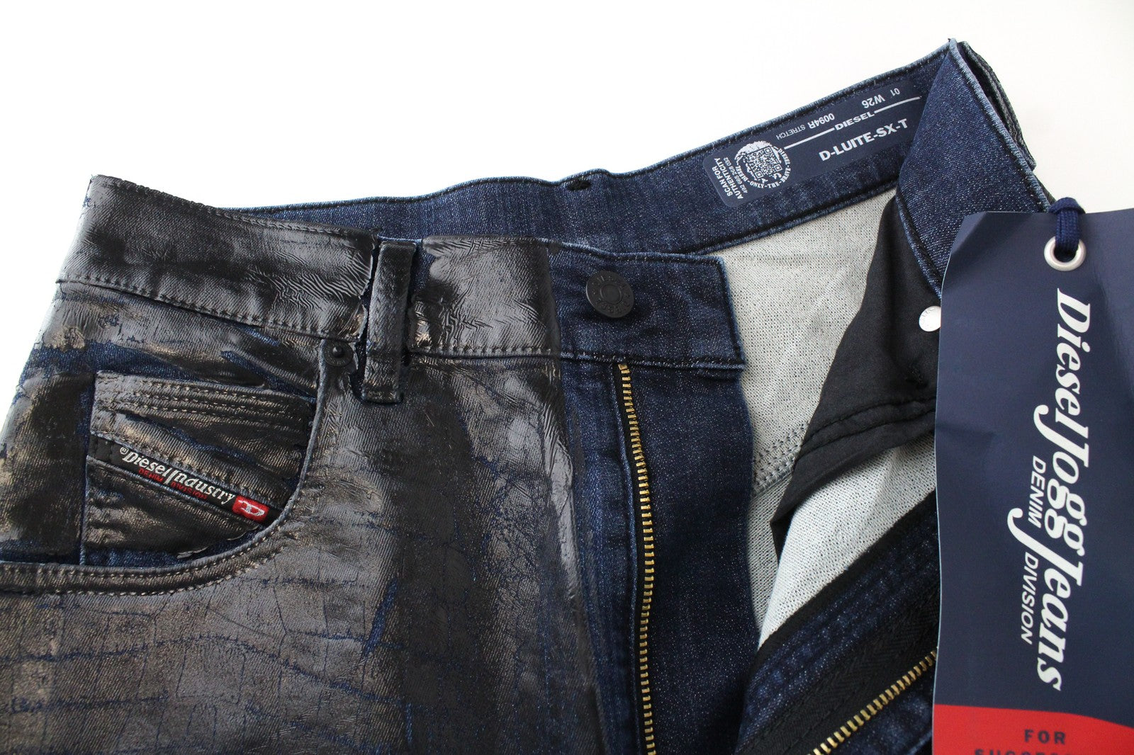 DIESEL D-Luite-SX-T 0094R W26 Women Jeans Animal Print Flared Sweat Jogg Coated