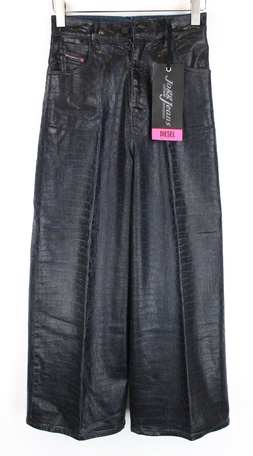 DIESEL D-Luite-SX-T 0094R W25 Women Jeans Coated Animal Print Sweat Jogg Flared