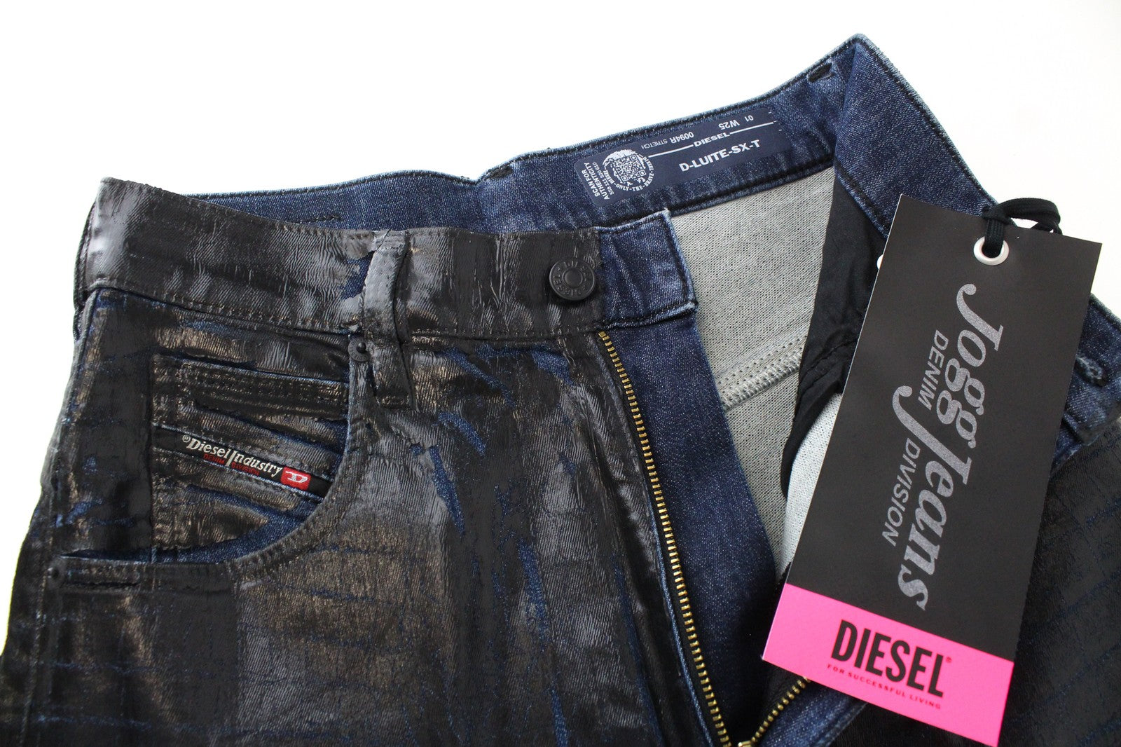 DIESEL D-Luite-SX-T 0094R W25 Women Jeans Coated Animal Print Sweat Jogg Flared