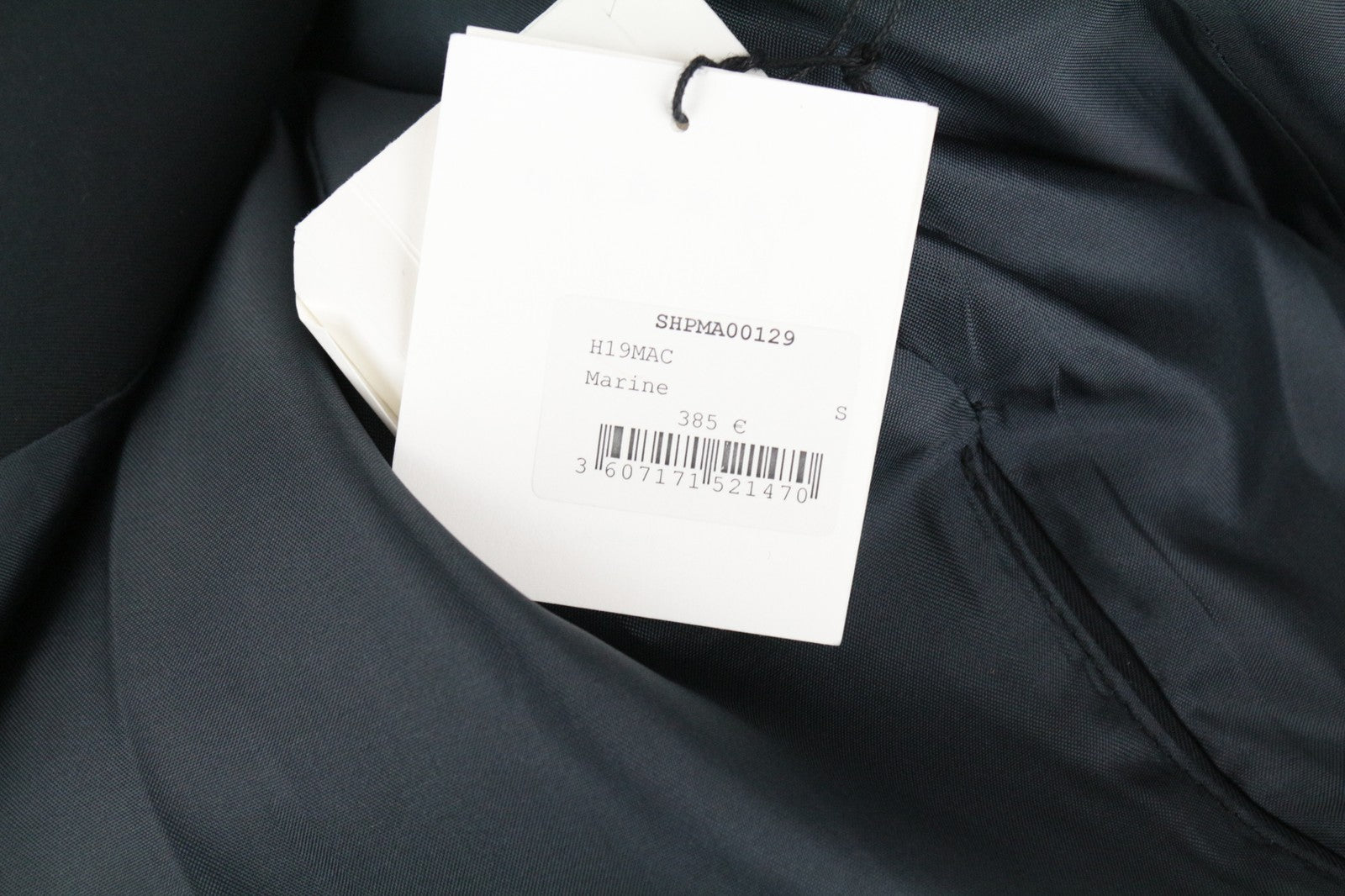 SANDRO S Men Coat Marine Blue Mac Town Trench Classic Slim Fit Notch RRP€385