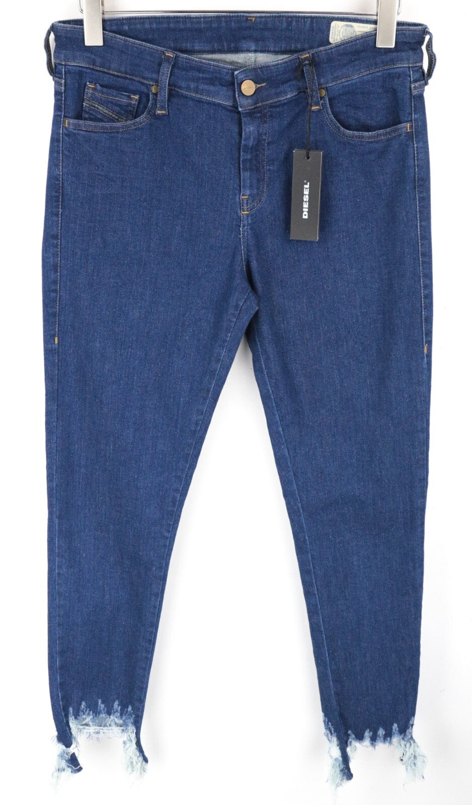 DIESEL Slandy 088AT W34/L32 Women Jeans Mid-Blue Distress Super Slim Skinny