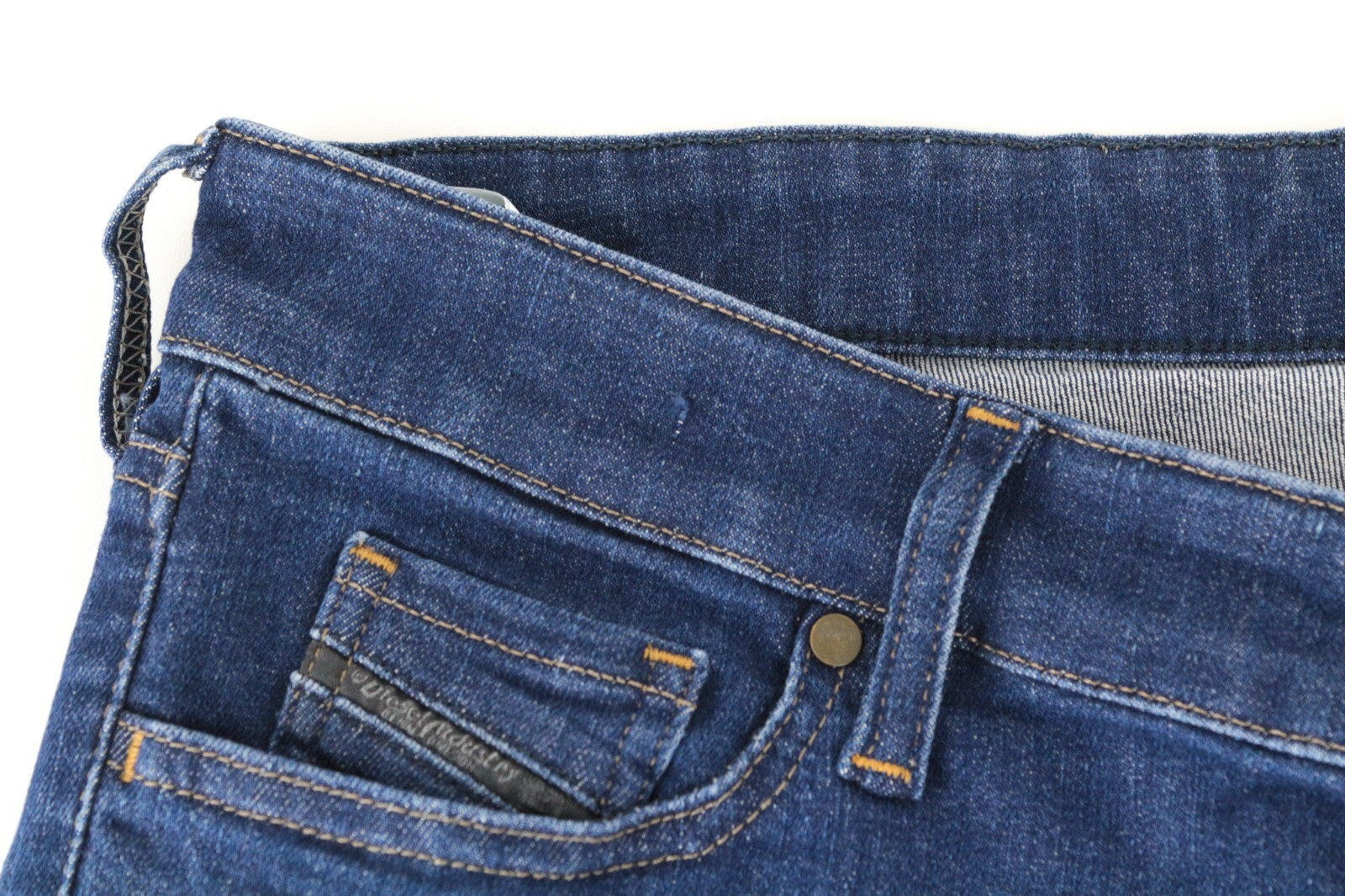 DIESEL Slandy 088AT W34/L32 Women Jeans Mid-Blue Distress Super Slim Skinny