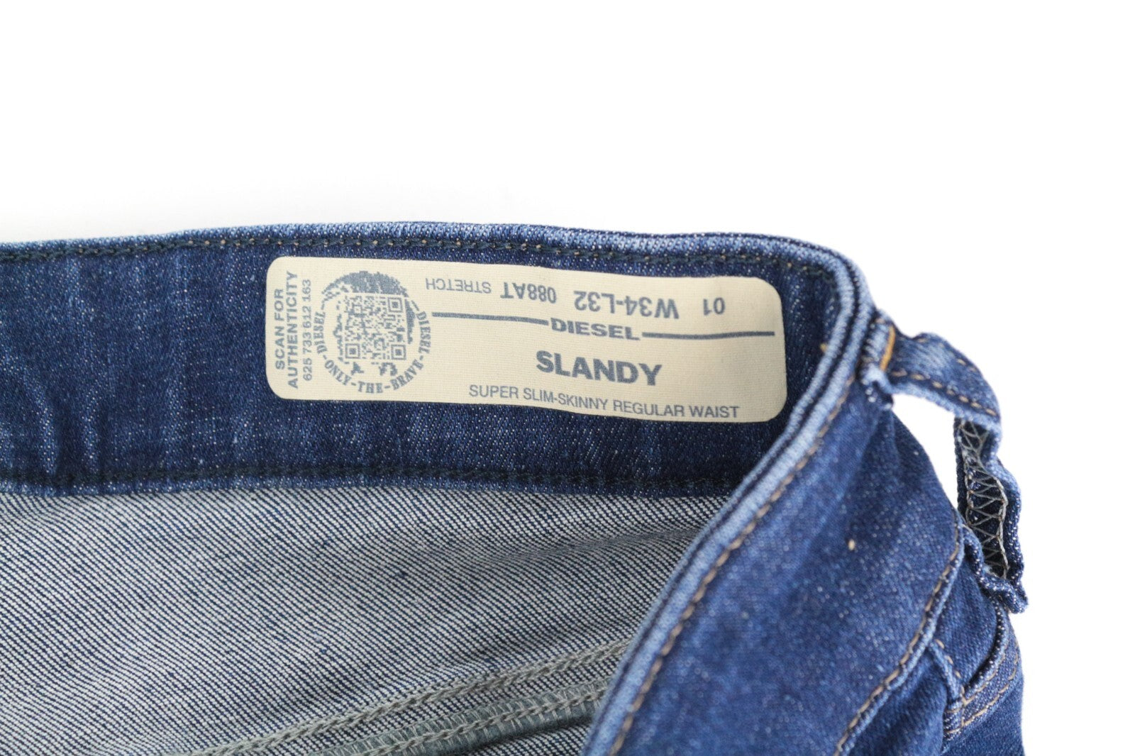 DIESEL Slandy 088AT W34/L32 Women Jeans Mid-Blue Distress Super Slim Skinny