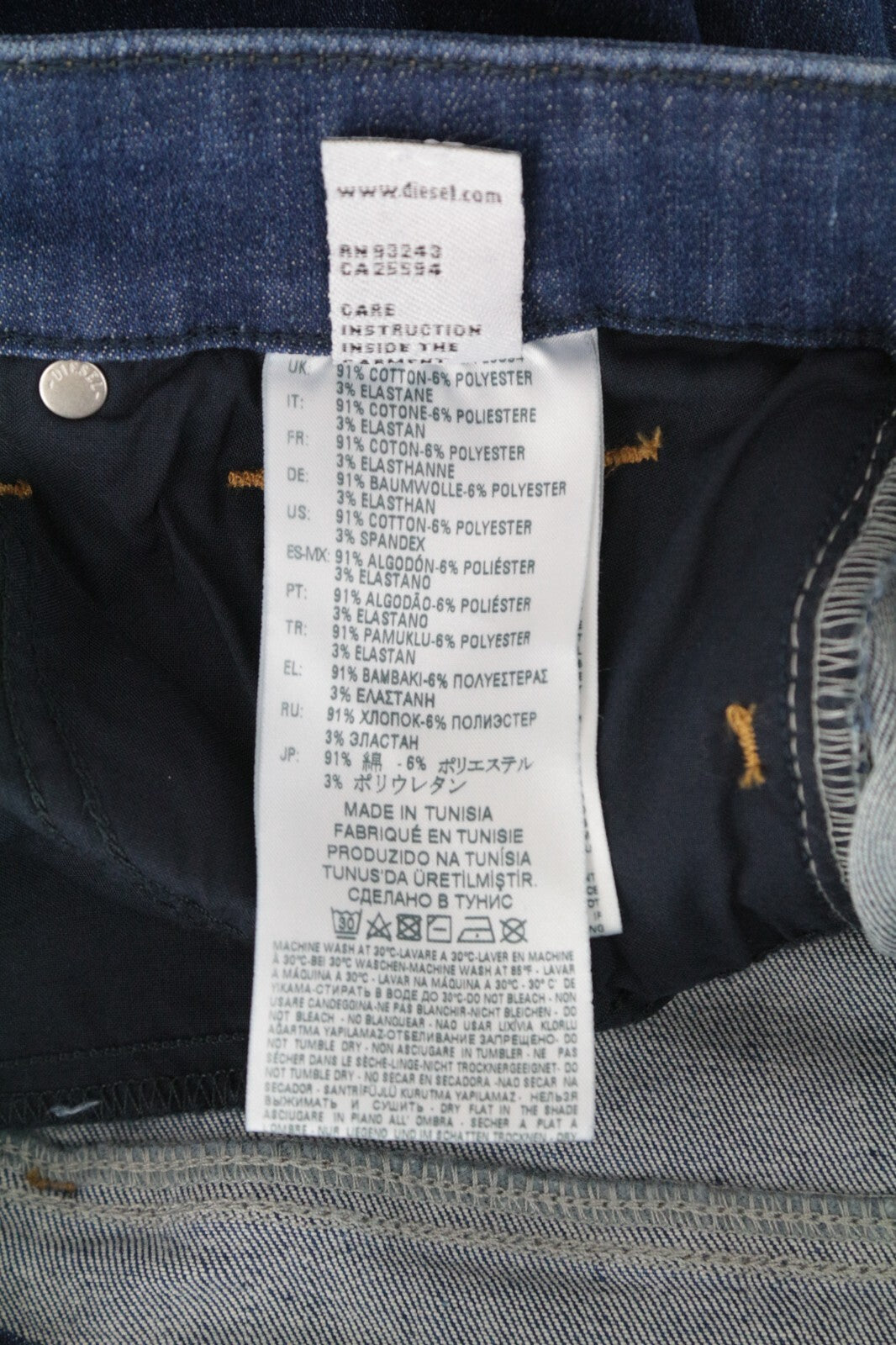 DIESEL Slandy 088AT W34/L32 Women Jeans Mid-Blue Distress Super Slim Skinny