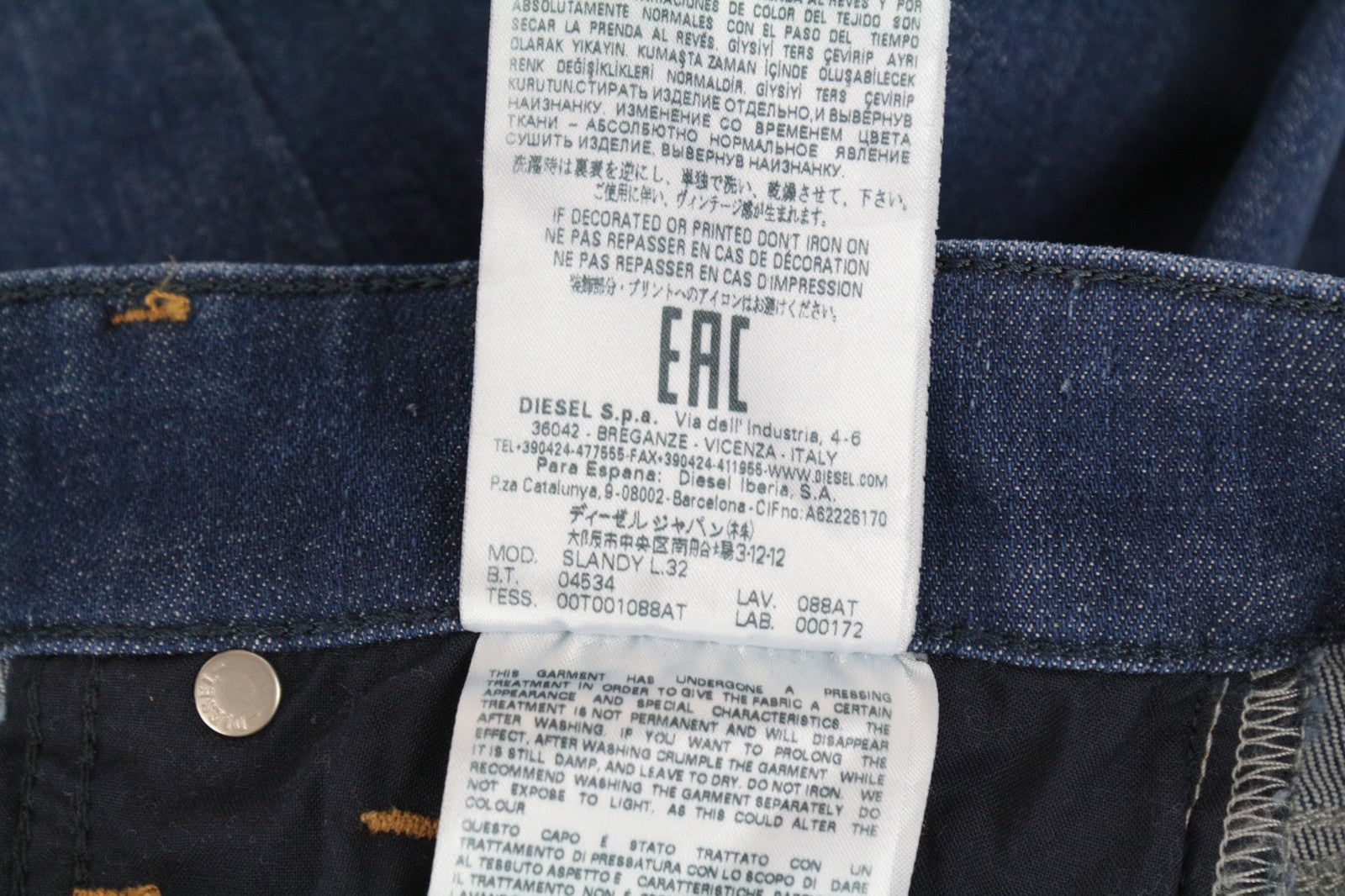 DIESEL Slandy 088AT W28/L32 Women Jeans Super Slim Skinny Stretch Blue Distress