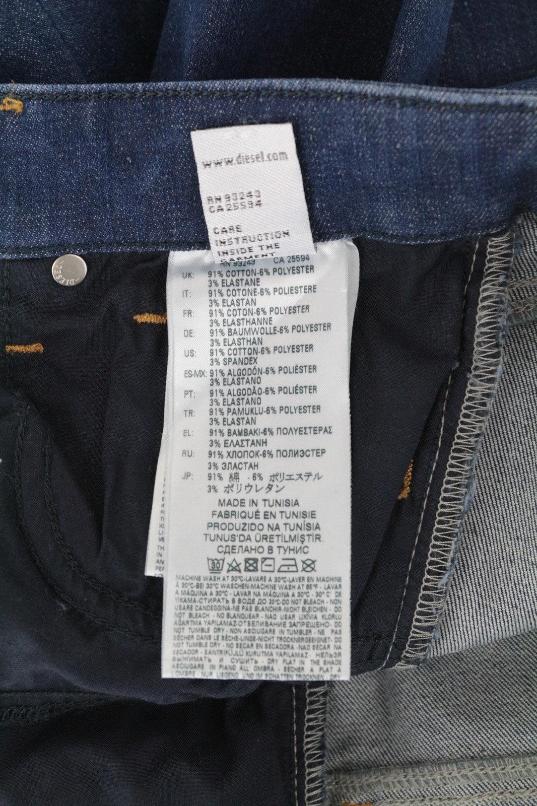 DIESEL Slandy 088AT W28/L32 Women Jeans Super Slim Skinny Stretch Blue Distress