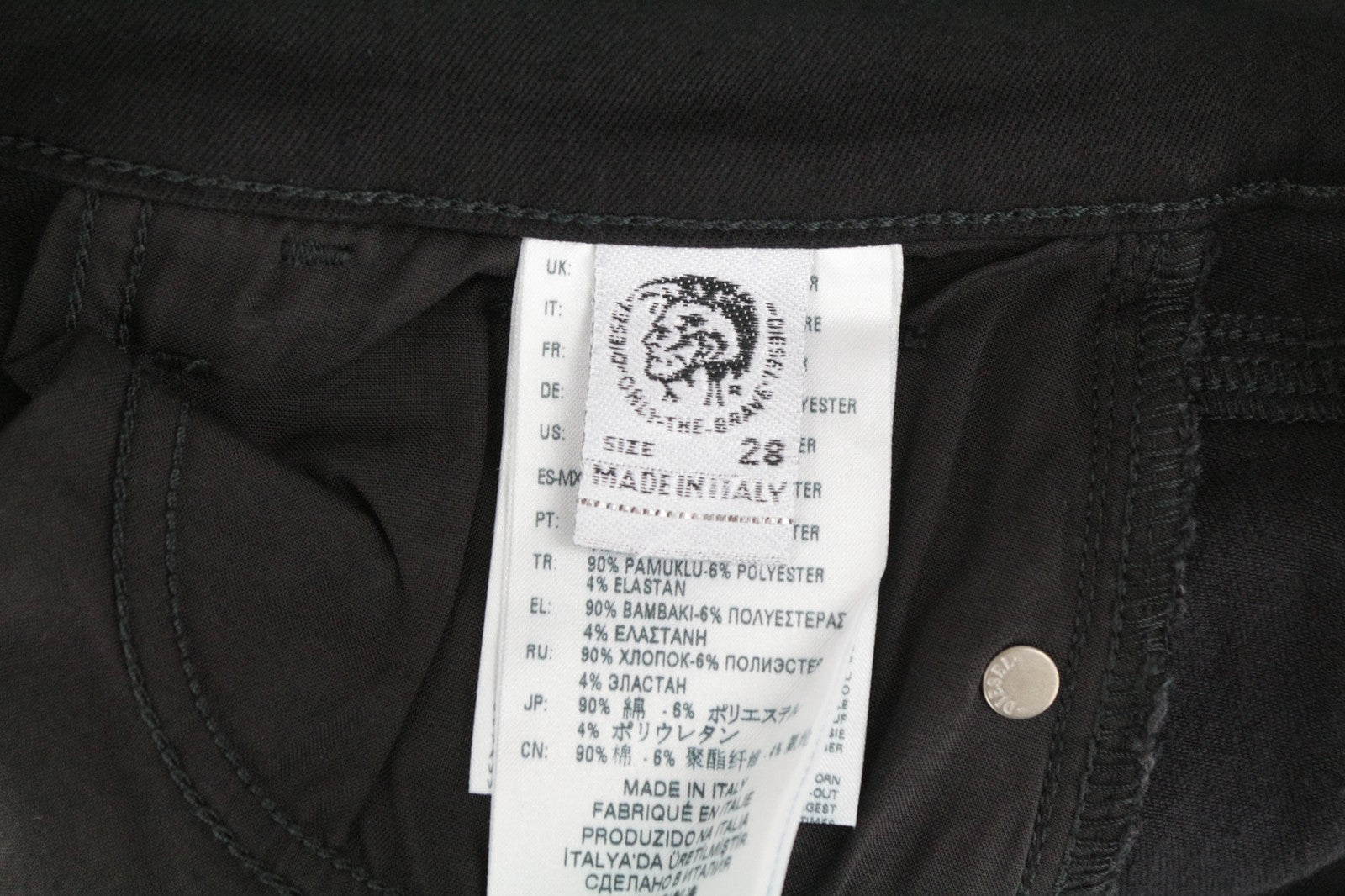 DIESEL Slandy-SP5 069KX W28/L32 Women Jeans Black Stretch Super Skinny Drawings