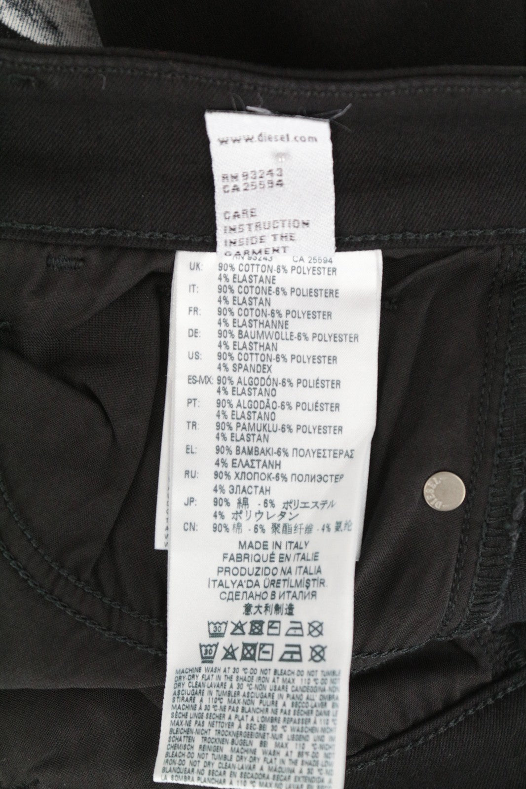 DIESEL Slandy-SP5 069KX W28/L32 Women Jeans Black Stretch Super Skinny Drawings