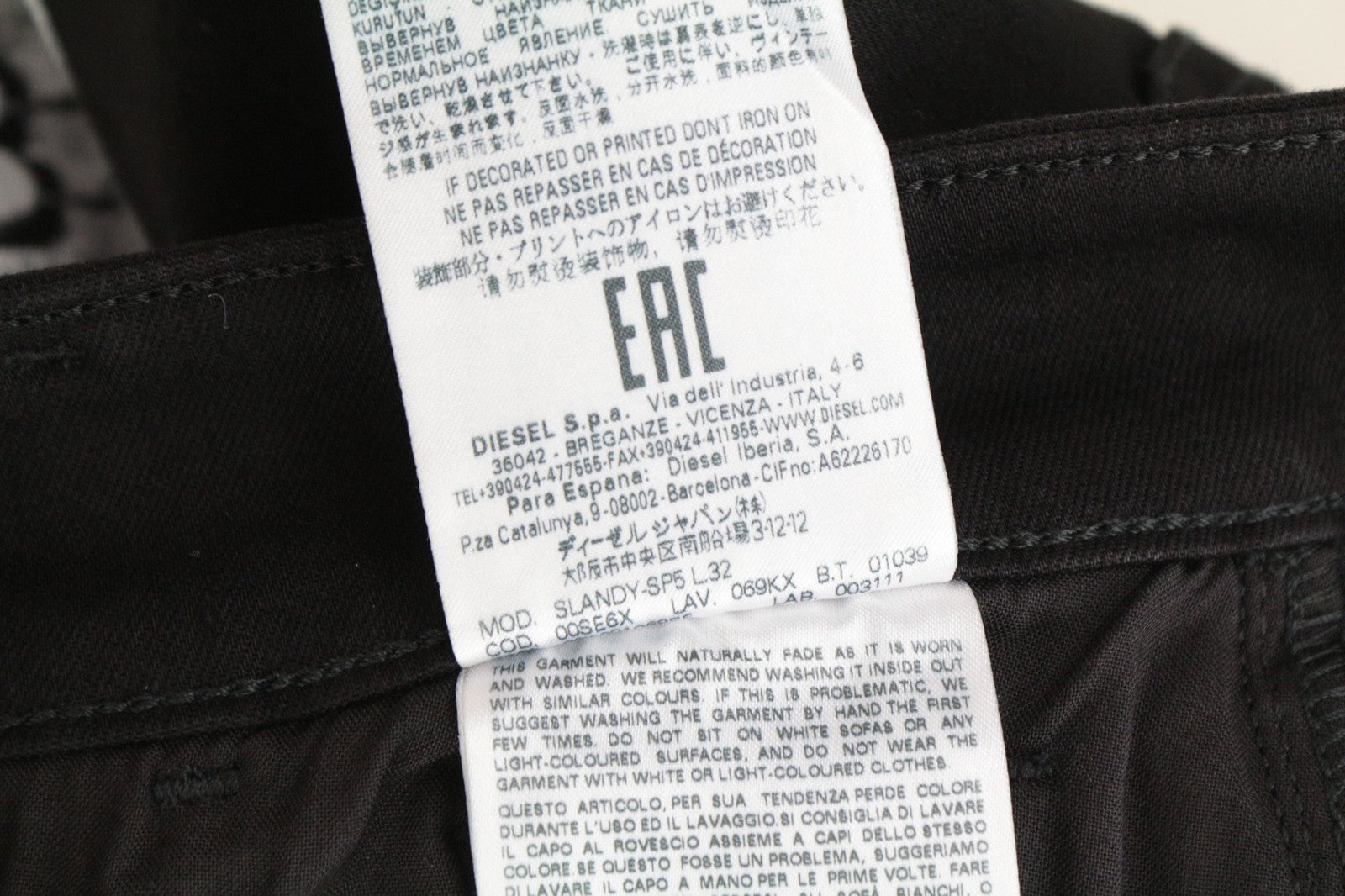 DIESEL Slandy-SP5 069KX W28/L32 Women Jeans Black Stretch Super Skinny Drawings