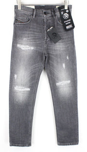 DIESEL D-Eetar 0890F W29/L30 Men Jeans Faded Grey Stretch Tapered Fit Distressed