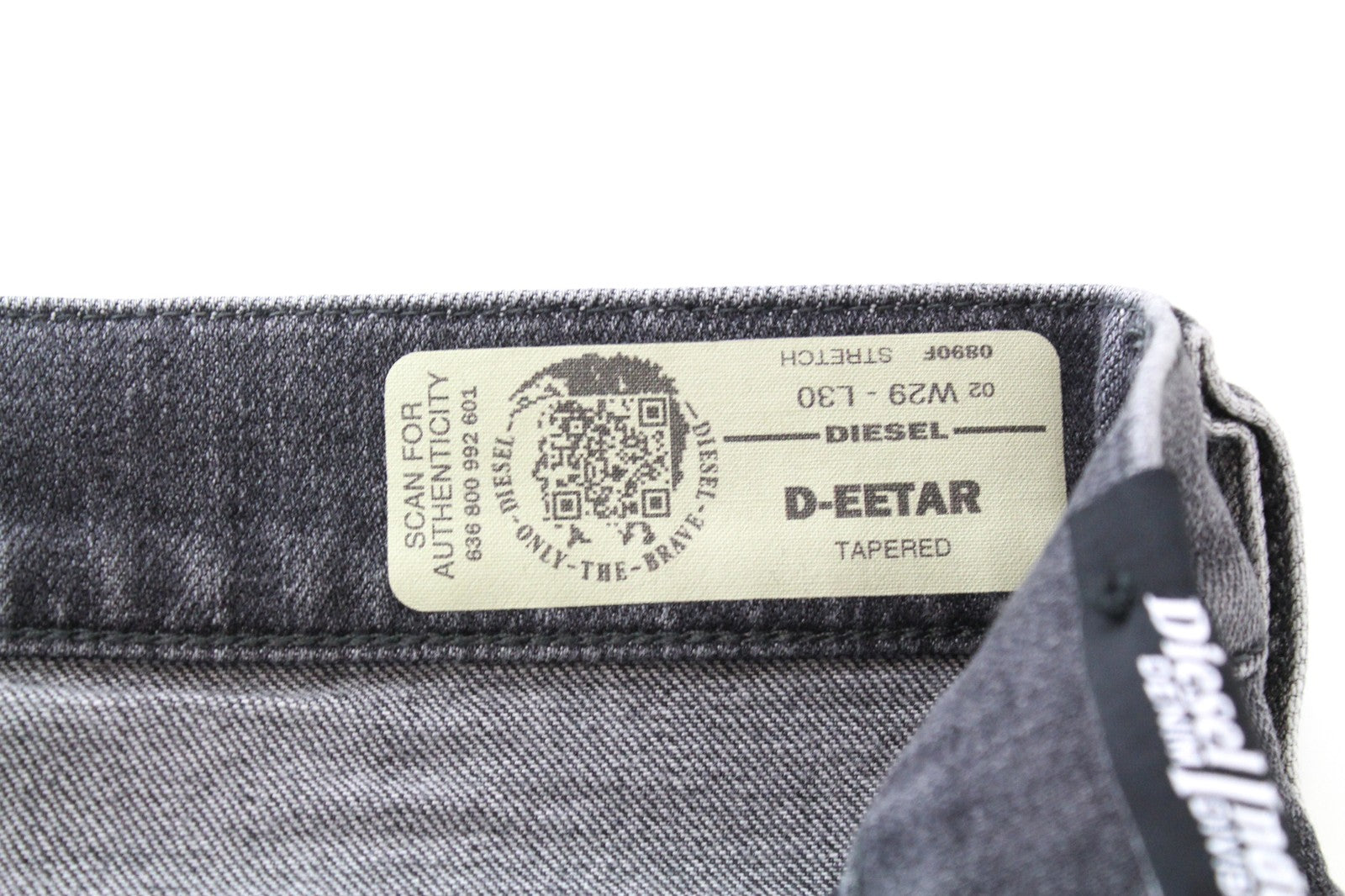 DIESEL D-Eetar 0890F W29/L30 Men Jeans Faded Grey Stretch Tapered Fit Distressed