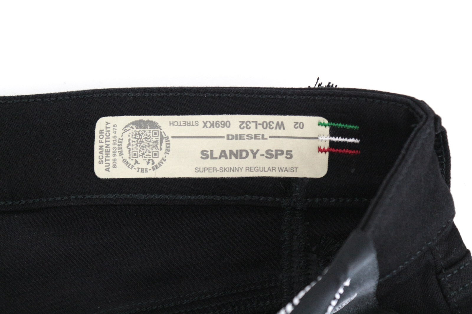 DIESEL Slandy-SP5 069KX W30/L32 Women Jeans Zip Super Skinny Stretch Print Black