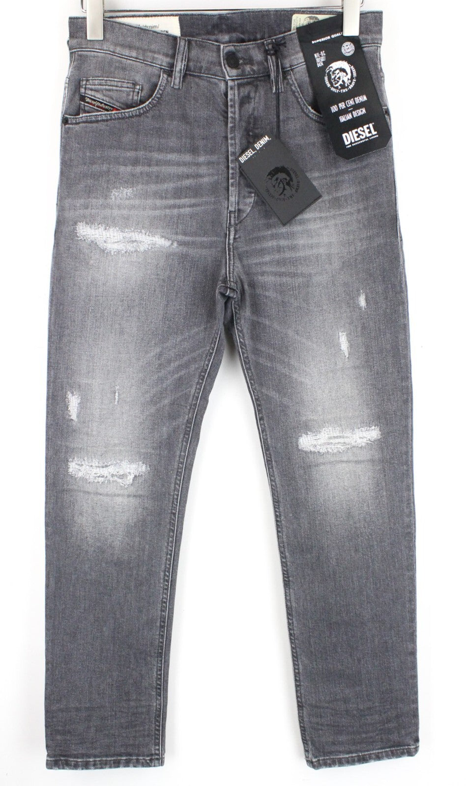 DIESEL D-Eetar 0890F W29/L30 Men Jeans Tapered Fit Distressed Faded Grey Stretch