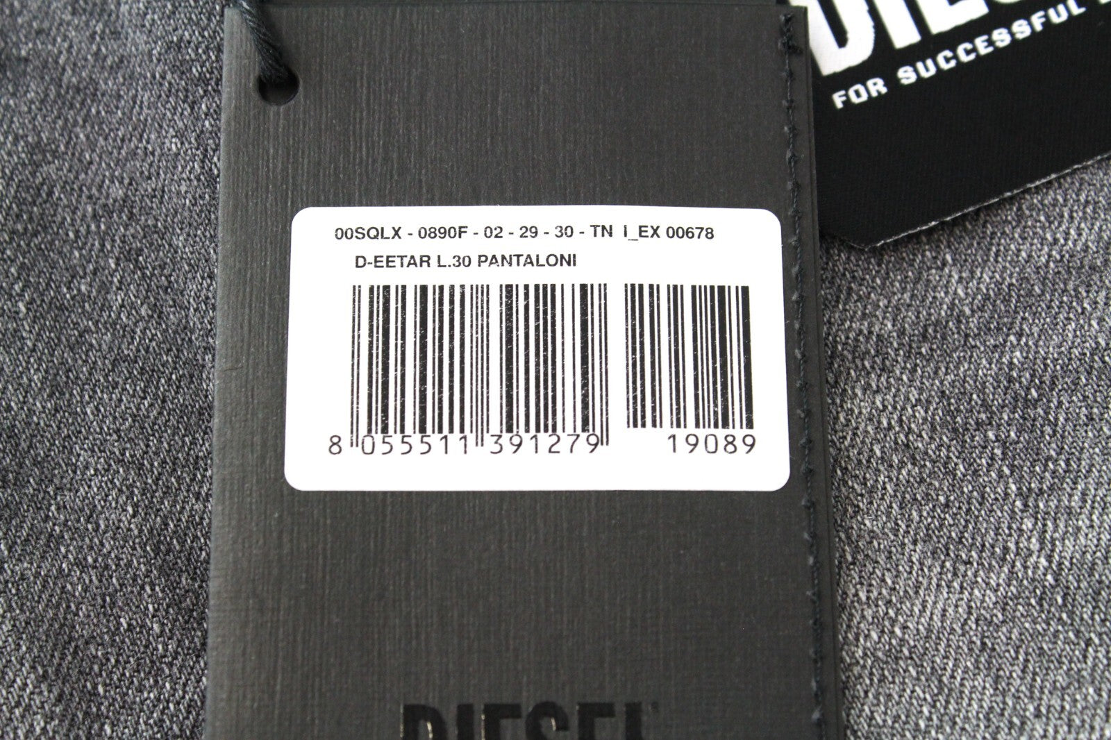 DIESEL D-Eetar 0890F W29/L30 Men Jeans Tapered Fit Distressed Faded Grey Stretch