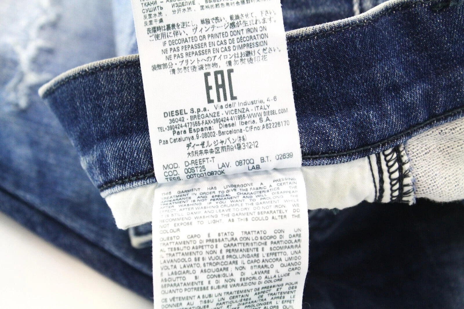 DIESEL D-Reeft-T 0870O W26 Men Jeans Skinny Boys Sweat Jogg Aged Look Stained