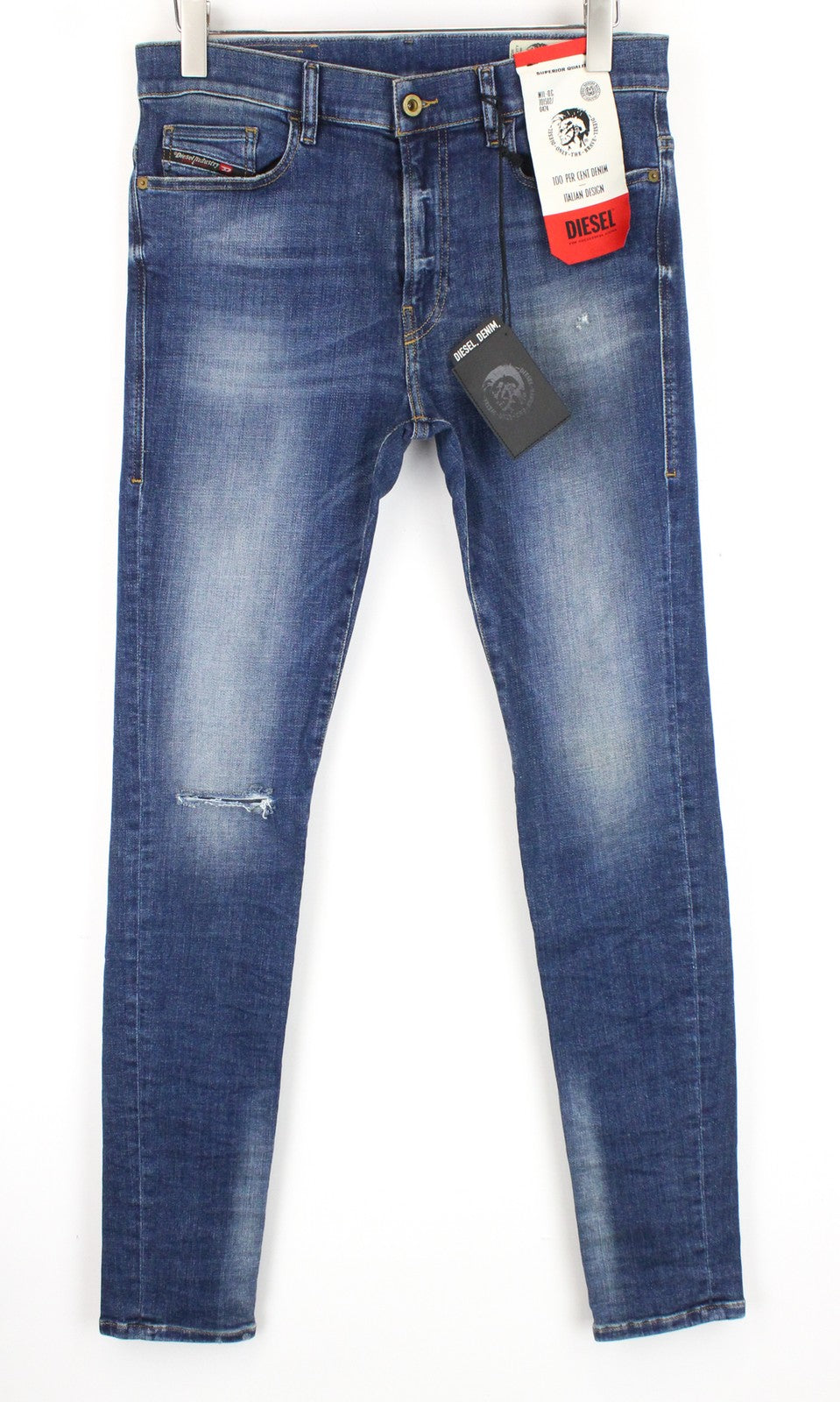 DIESEL D-Amny 086AV W31/L32 vyriški tamprūs džinsai su užtrauktuku, aptempti, dirbtinai sendinti 