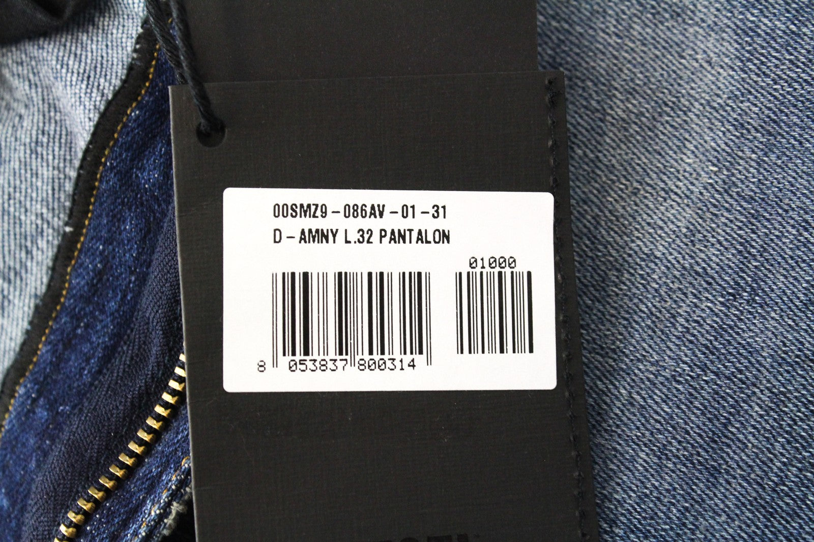 DIESEL D-Amny 086AV W31/L32 vyriški tamprūs džinsai su užtrauktuku, aptempti, dirbtinai sendinti 