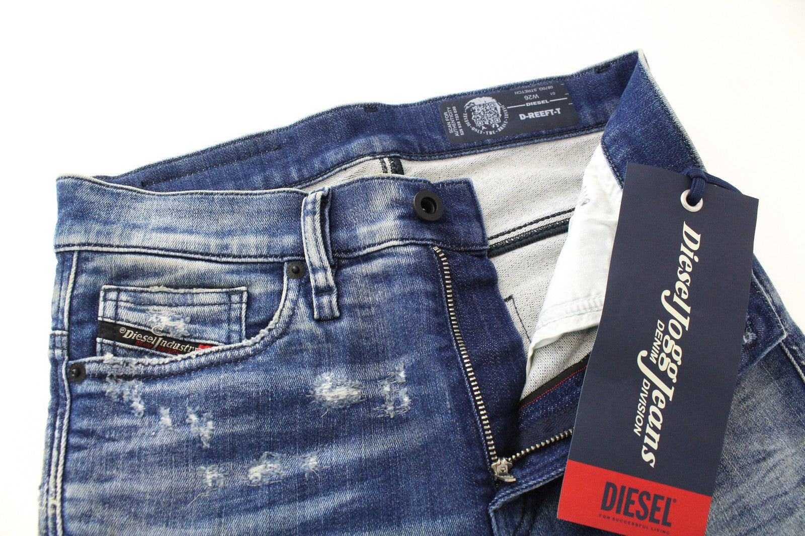 DIESEL D-Reeft-T 0870O W26 Men Jeans Boys Distressed Stained Sweat Jogg Skinny