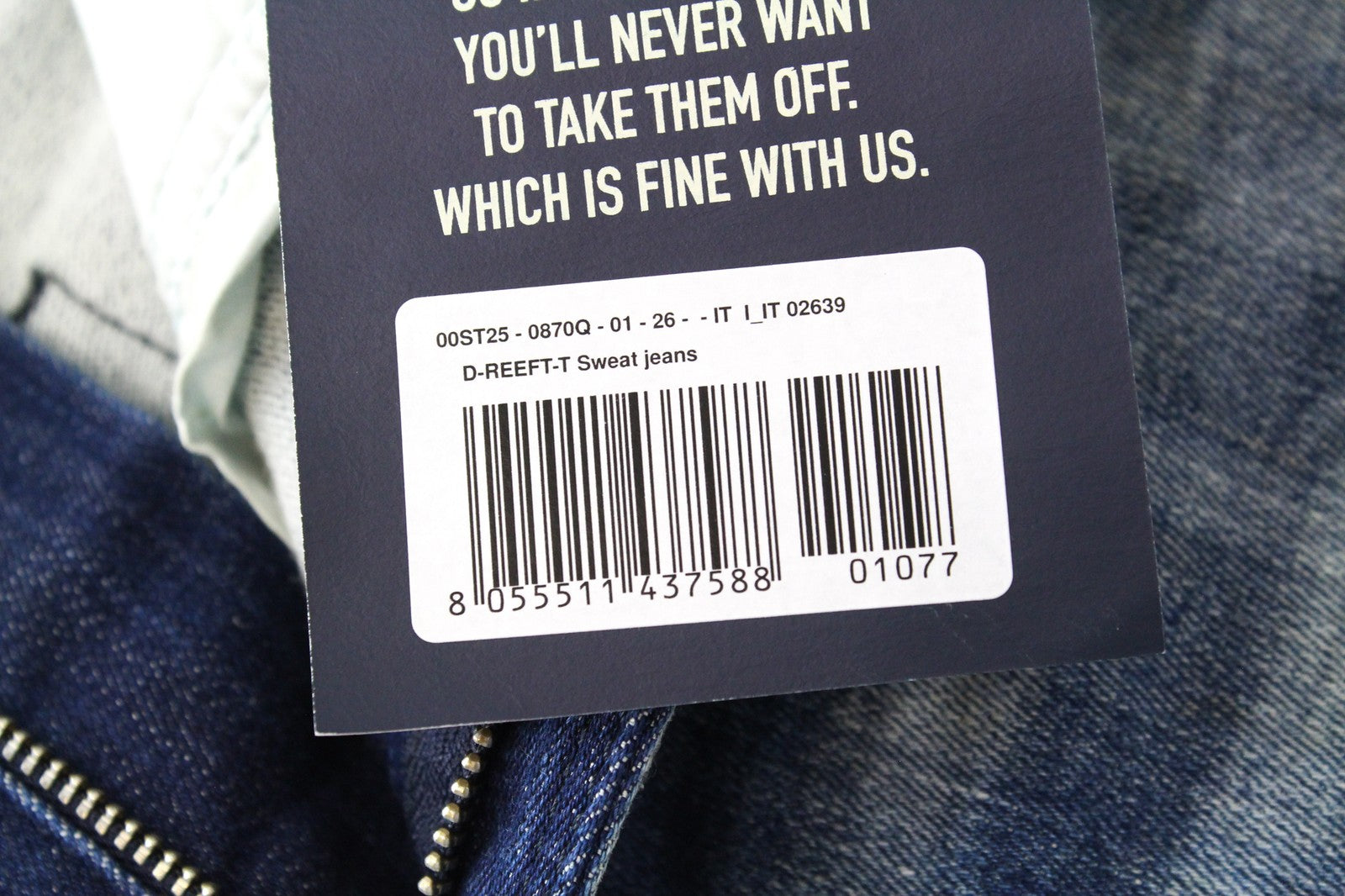 DIESEL D-Reeft-T 0870O W26 Men Jeans Boys Distressed Stained Sweat Jogg Skinny