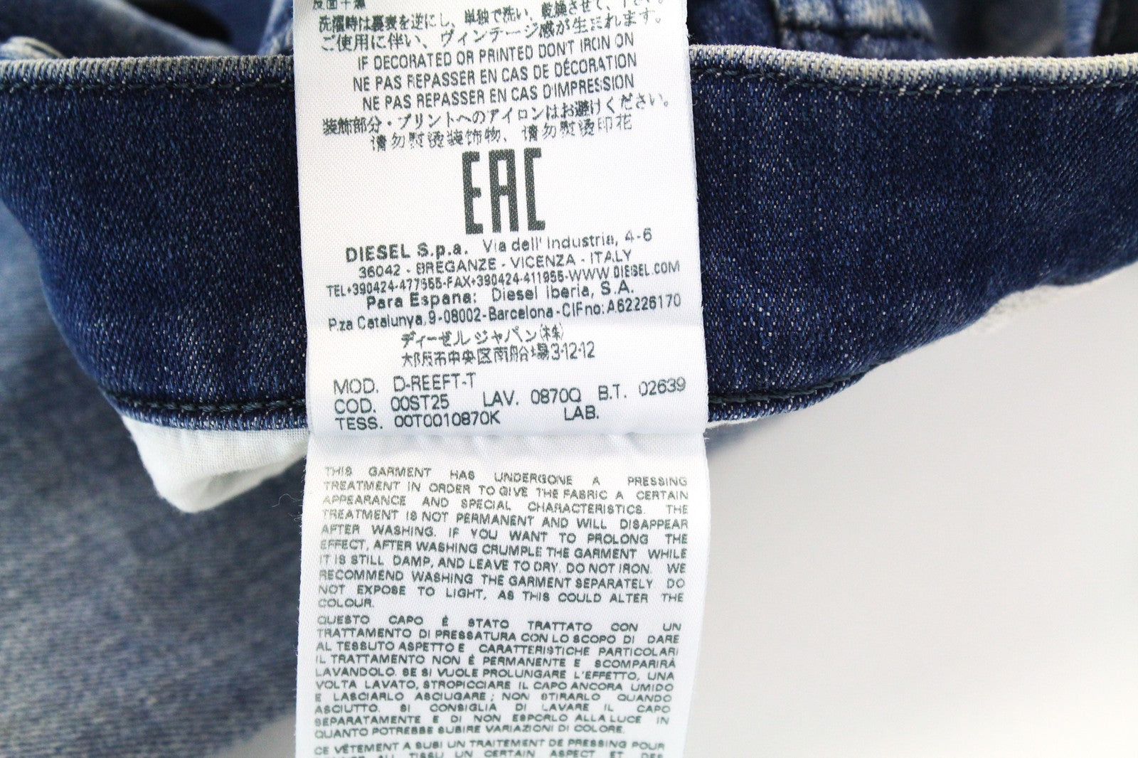 DIESEL D-Reeft-T 0870O W26 Men Jeans Boys Distressed Stained Sweat Jogg Skinny