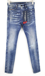 DIESEL D-Reeft-T 0870O W26 Men Jeans Sweat Jogg Skinny Boys Aged Look Stained