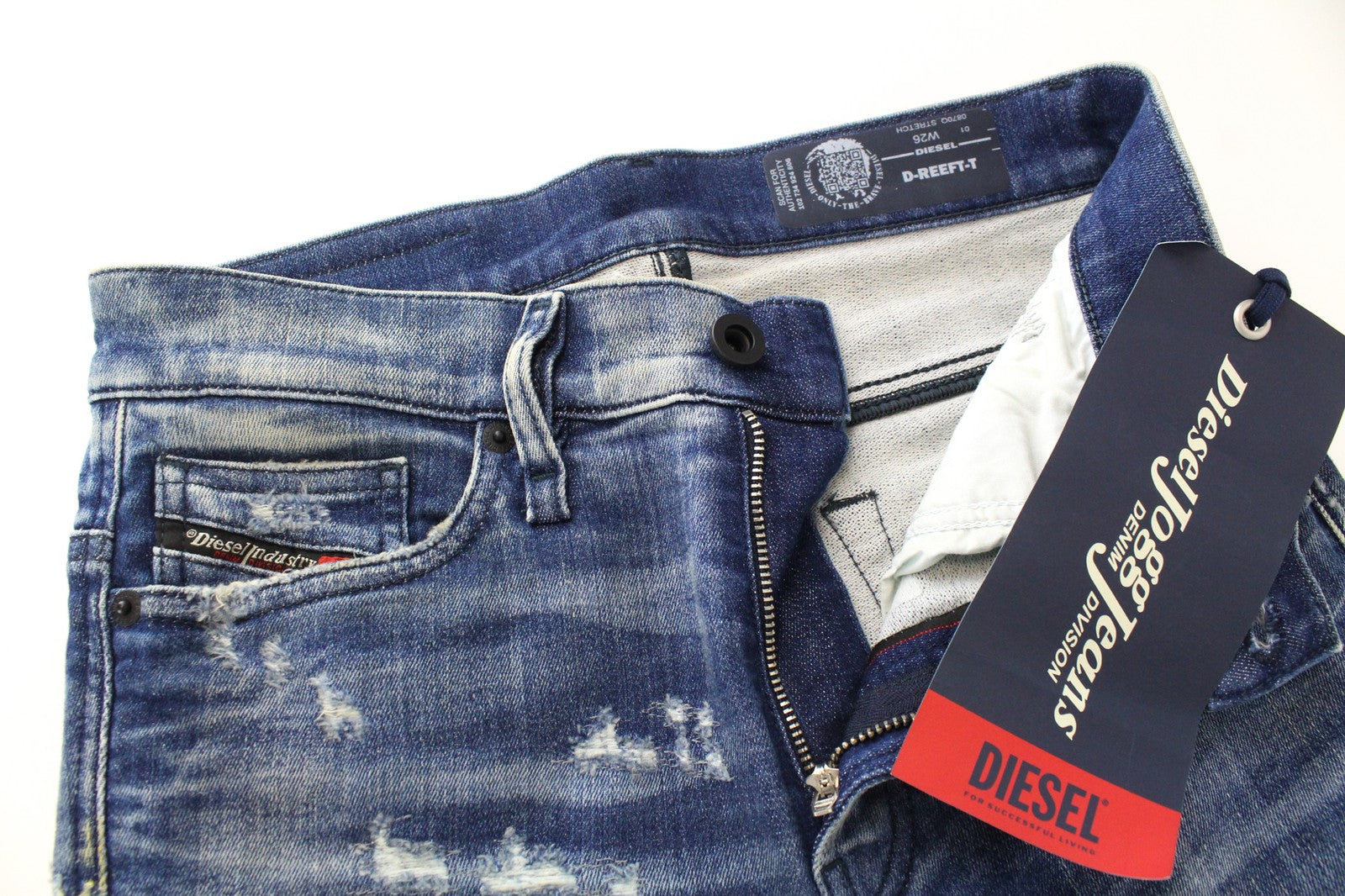 DIESEL D-Reeft-T 0870O W26 Men Jeans Sweat Jogg Skinny Boys Aged Look Stained