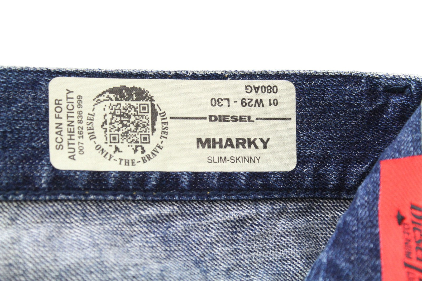 DIESEL Mharky 080AG W29/L30 Men Jeans Slim Skinny Distressed Blue Stone Washed