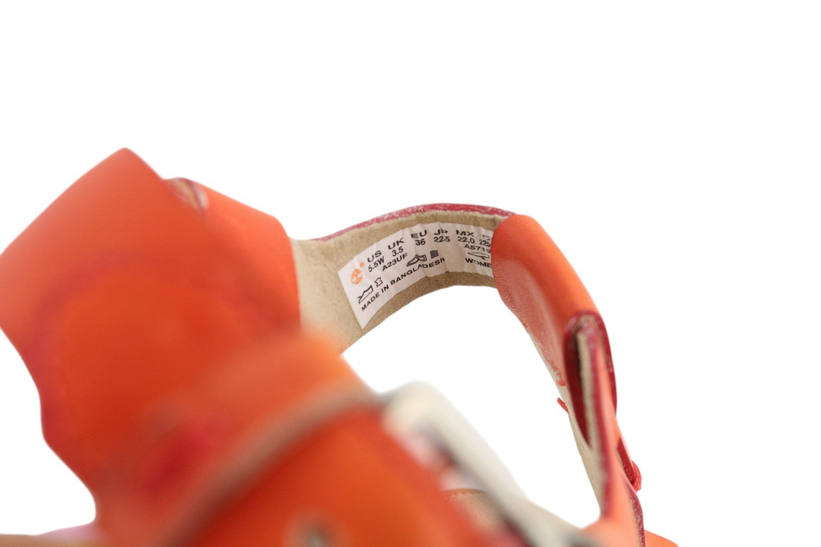 TIMBERLAND A23UF Women Sandals EU36 Orange Leather Open Toe Flat Buckle Casual