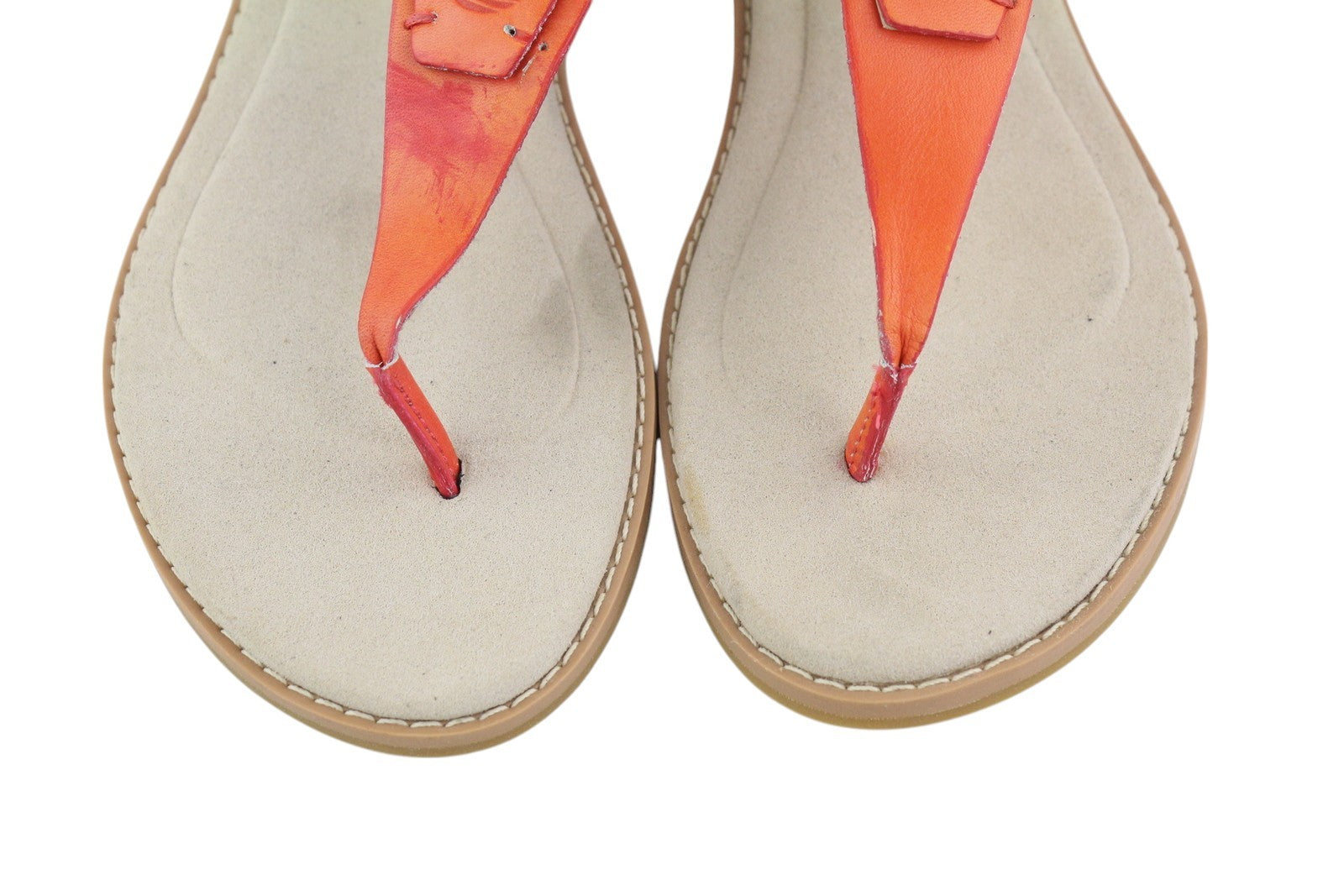TIMBERLAND A23UF Women Sandals EU36 Orange Leather Open Toe Flat Buckle Casual