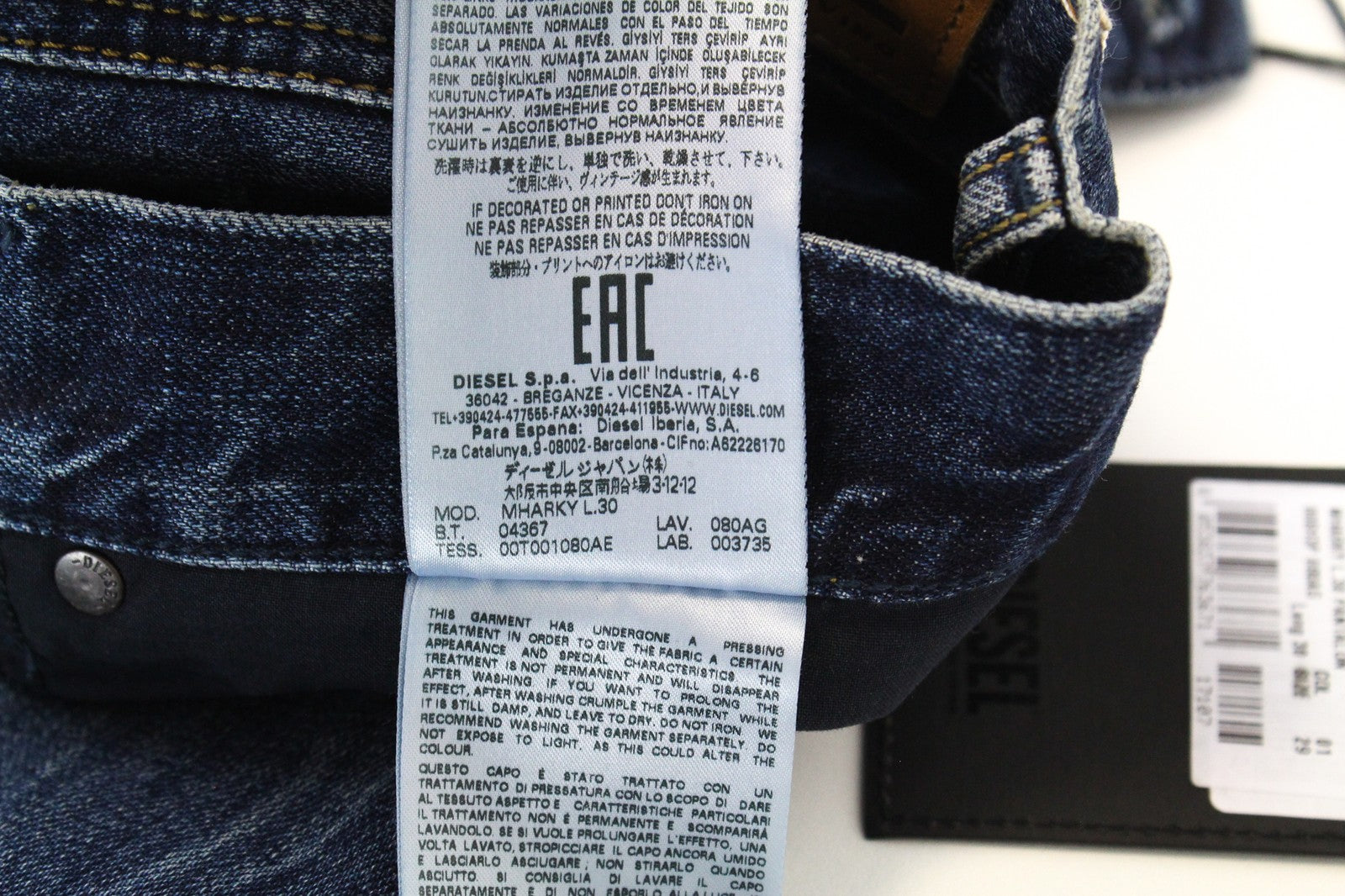 DIESEL Mharky 080AG W29/L30 Men Jeans Slim Skinny Stone Washed Distressed Blue