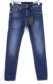 DIESEL Thommer 0870F W28/L32 vyriški džinsai, aptempti, mėlyni, su užtrauktuku ir išblukę. 