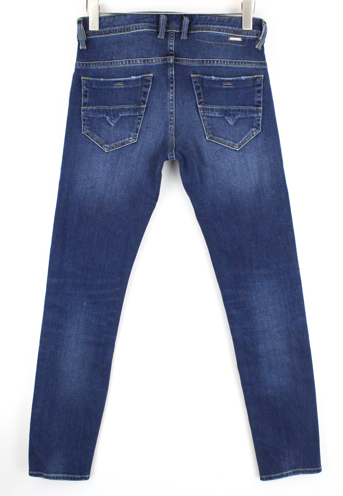 DIESEL Thommer 0870F W28/L32 vyriški džinsai, aptempti, mėlyni, su užtrauktuku ir išblukę. 