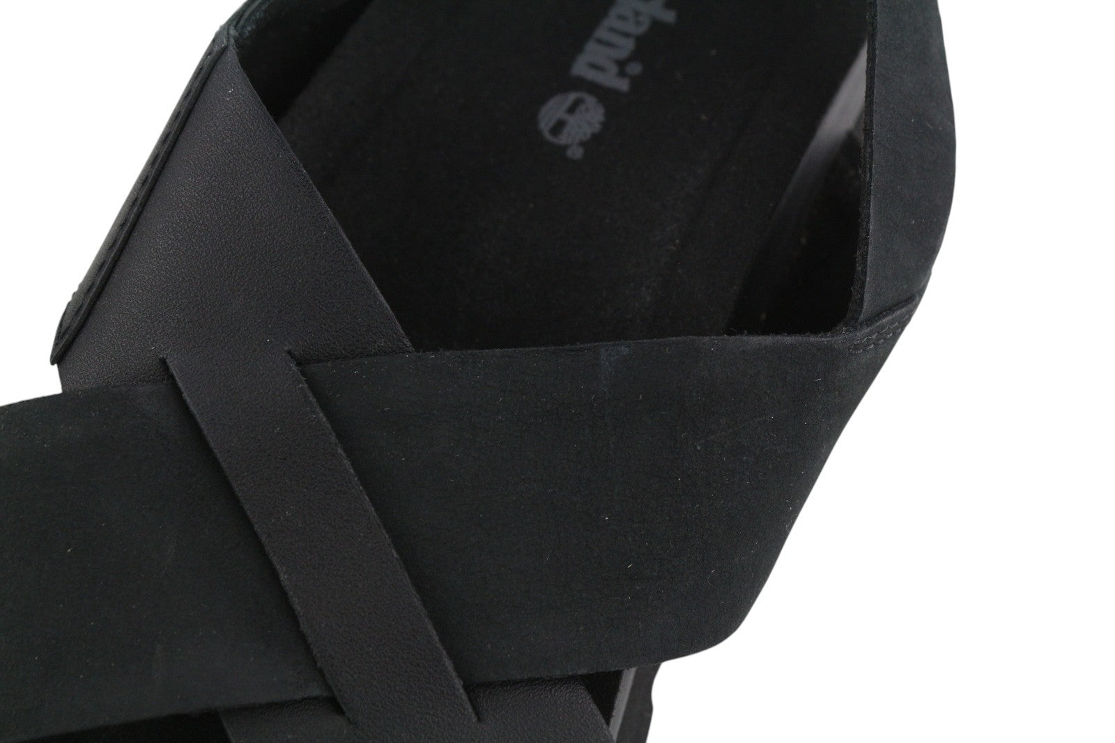 TIMBERLAND A23FE Women Sandals EU39 Black Leather Platform Soles Buckle Logo