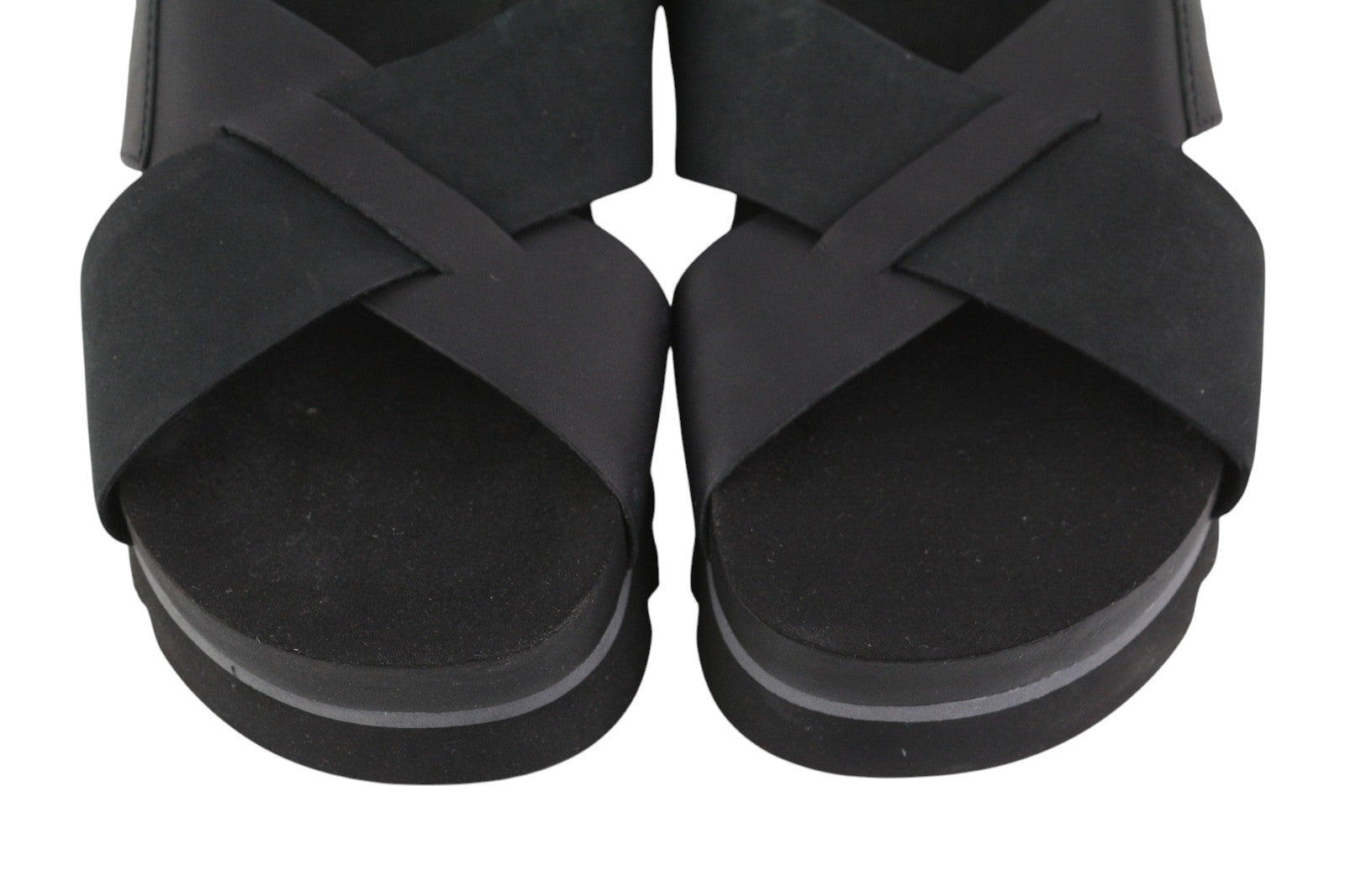 TIMBERLAND A23FE Women Sandals EU39 Black Leather Platform Soles Buckle Logo