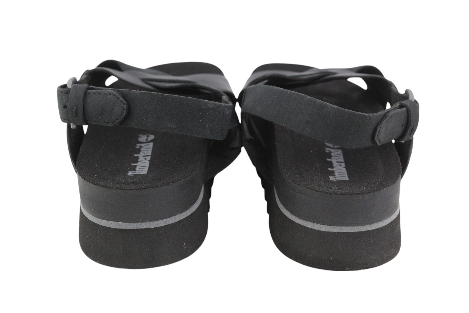 TIMBERLAND A23FE Women Sandals EU39 Black Leather Platform Soles Buckle Logo