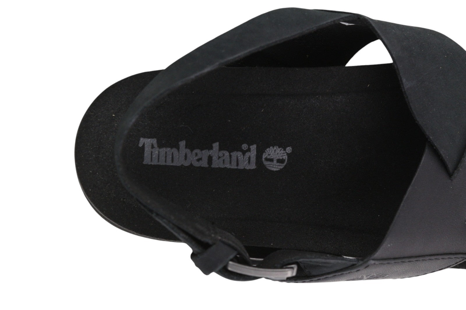 TIMBERLAND A23FE Women Sandals EU39 Black Leather Platform Soles Buckle Logo