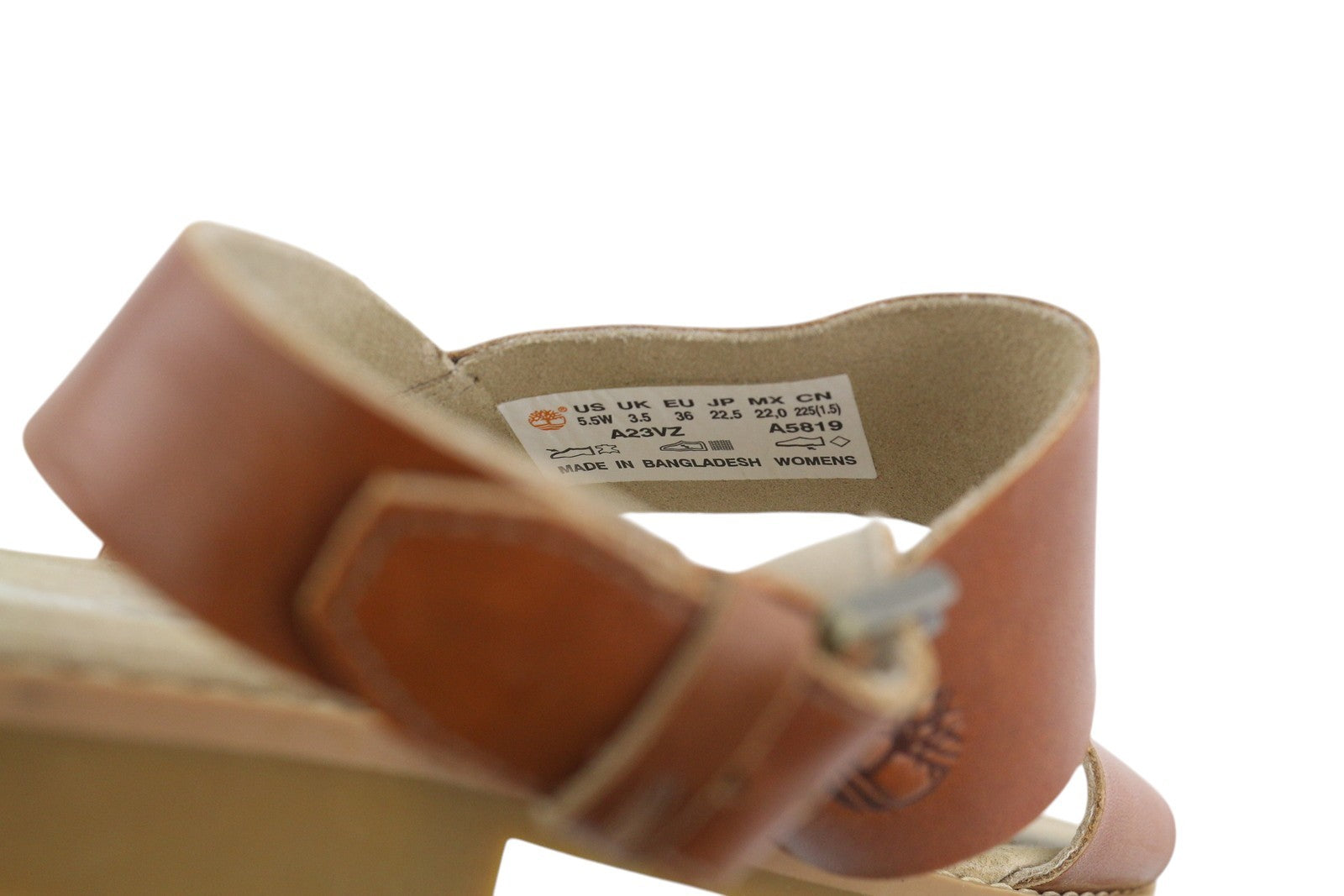 TIMBERLAND A23VZ Women Sandals EU36 Brown Leather Open Toe Flats Logo Casual