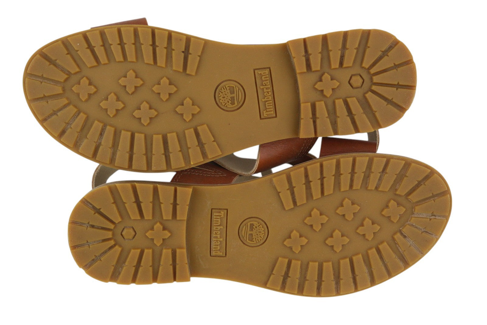 TIMBERLAND A23VZ Women Sandals EU36 Brown Leather Open Toe Flats Logo Casual