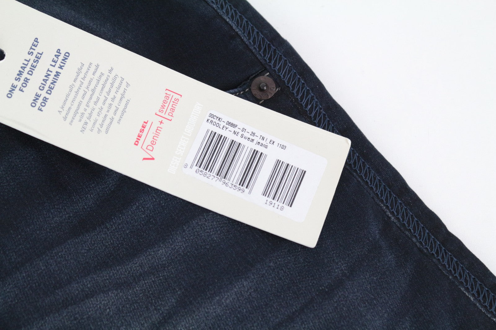 DIESEL Krooley-Ne 0686F W26 Men Jeans Stretch Boys Blue Sweat Jogg Tapered