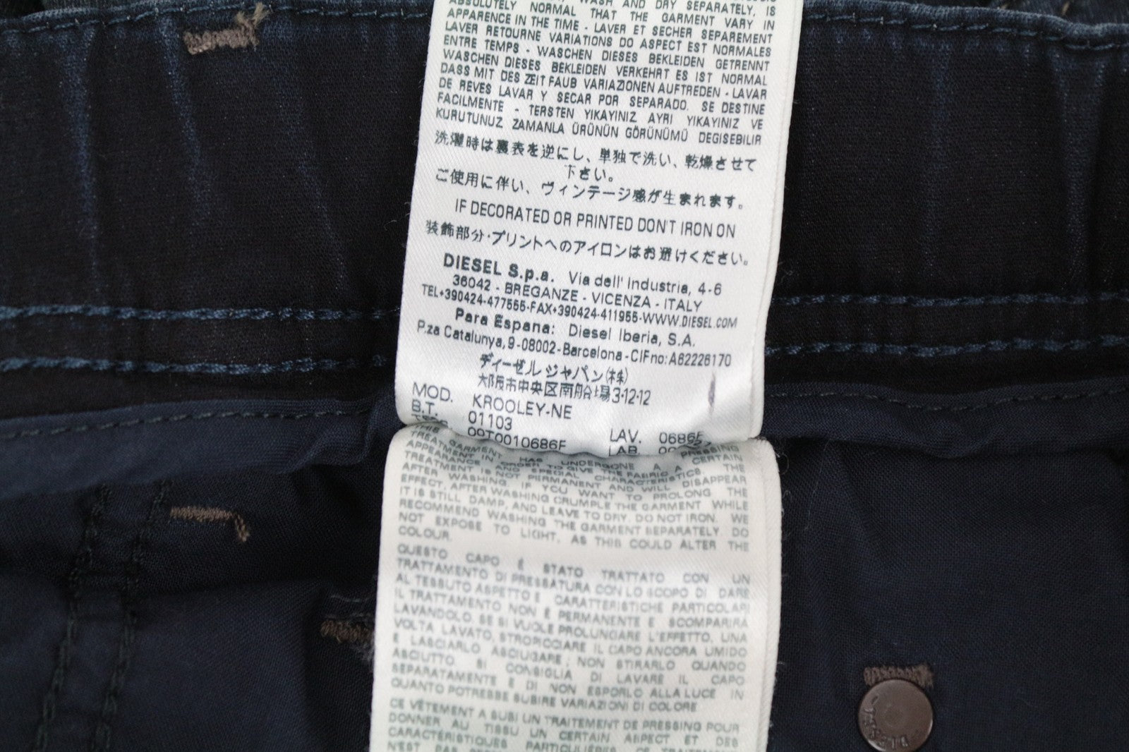 DIESEL Krooley-Ne 0686F W26 Men Jeans Stretch Boys Blue Sweat Jogg Tapered