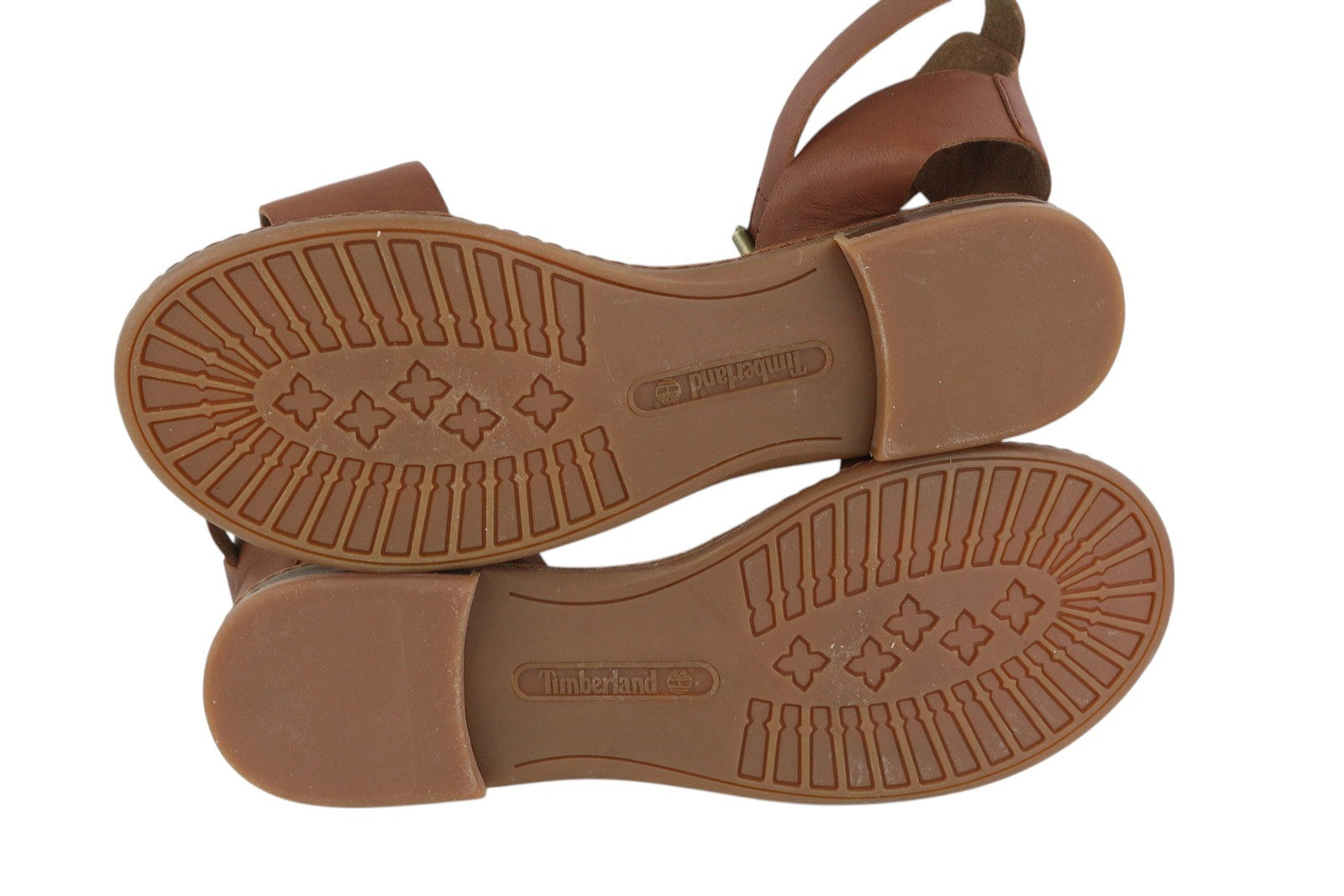TIMBERLAND A1PCY Women Sandals EU38/38.5 Brown Leather Open Toe Flats Buckle